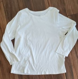 NWT CJ Banks Long Sleeve White Top  Size 1X /  16/18